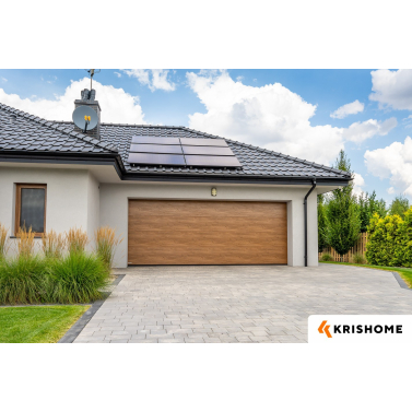 Ciepła brama garażowa Krishome 5000x2250 Antracyt Złoty Dąb Orzech Winchester 60mm