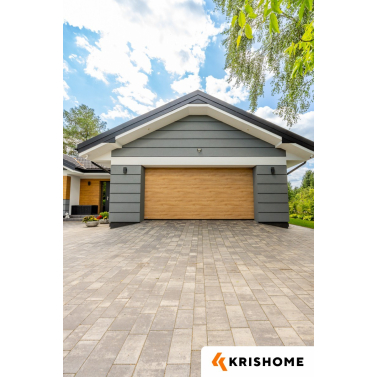 Ciepła brama garażowa Krishome 5000x2250 Antracyt Złoty Dąb Orzech Winchester 60mm